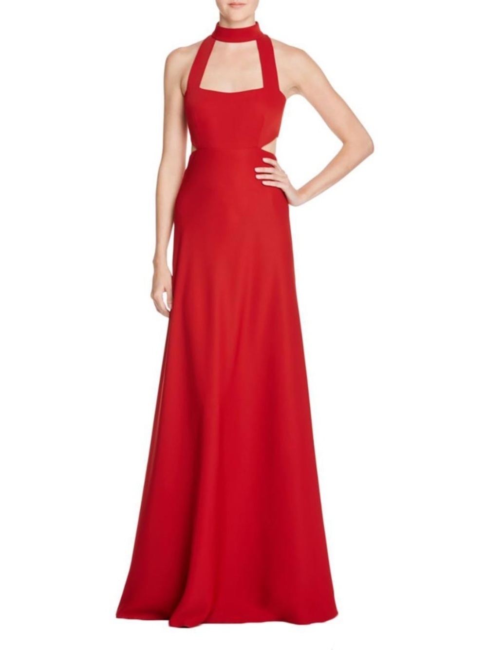 JILL STUART Red Crepe Cutout Choker Neck A-Line Formal Gown Size 4- AS IS *